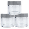 12 Piece 1 oz. USA Acrylic Round Clear Jars with Flat Top Lids for Creams, Lotions, Make Up, Cosmetics, Samples, Herbs, Ointments (12 Pieces Jars + Lids, GRAY)