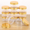 12-Pack 100ml Empty Clear Plastic Slime Storage Favor Jars for Beauty Products, DIY Slime Making, Gold
