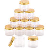 12-Pack 180ml Clear Plastic Jars with Lids, Refillable Empty Round Containers for Beauty Product, Cream, Lotion, Slime, Gold