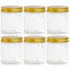 Plastic Jars With Lids, Jar With Lids, Plastic Mason Jar, Storage Containers For Cosmetics, Slime Storage Jars, Desert Containers, Airtight Plastic Jar With Lid, 6 Pack (8 oz, Gold)