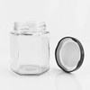 CycleMore 9oz Hexagon Glass Jars with Black Lids, Clear Glass Canning Jars Jam Jars Bottles for Jams, Honey, Wedding Favors, Baby Foods, Gifts and Craft, DIY Spice Jars and More(Pack of 12)