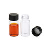 Clear Glass Sample Vial, Liquid Sampling Sample Glass Bottle, 5ml(0.17oz) Capacity, 18mm.I.D. 40mm, 15-425 Thread Black Closed Top Cap,PE Liner, Pack of 100