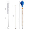 8PCS 10ml Glass Graduated Droppers Lab Pipettes Dropper Liquid Pipette with 8 Rubber Caps 2PCS 20CM Glass Stir Rod and Droppers Brush