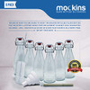 mockins Set of 6 | 8.5 Oz. Glass Bottle Set with Swing Top Stoppers and Includes Bottle Brush , Funnel and Gold Glass Marker | Clear Glass Water Bottle