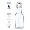 Glass Swing Top Beer Bottles - 16 Ounce (6 Pack) Grolsch Bottles, with Flip-top Airtight Lid, for Carbonated Drinks, Kombucha, 2nd Fermentation, Water Kefir, Clear Brewing Bottle.