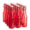 11 oz. Red Glass Grolsch Beer Bottle, Quart Size - Airtight Seal with Swing Top/Flip Top - Supplies for Home Brewing & Fermenting of Alcohol, Kombucha Tea, Wine, Homemade Soda (12-pack)