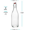 Swing Top Clear Glass SQUARE Bottle With Airtight Stopper - 33.75 oz (4 Pack) Fliptop Bottles Great for Oil and Vinegar, Beverages, Homemade Juices, Smoothies, (Not For Carbonated Beverages)