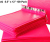 100-Pack #2 (8.5" x 12") Premium Hot Pink Color Self Seal Poly Bubble Mailers Padded Shipping Envelopes (Total 100 Bags)