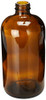 32 Ounce Large Amber Glass Bottles for Laundry Detergent with Natural Color Pumps. Refillable Bottles Great for Lotions, Soaps, Oils, Sauces and DIY Laundry or Dish Detergent- Food Safe by kitchentoolz (Pack of 4)