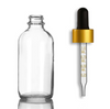 4 oz Clear Glass Bottle w/ Black Gold Calibrated Glass Dropper