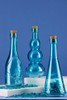 Small Blue Vintage Glass Bottles with Corks, Mini Vases, Decorative, Potion, Assorted Design Set of 12 pcs, 4.6 Inch Tall (11.43cm), 1.4 Inch Wide (3.56cm)