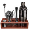 Cocktail Shaker Set Bartender Kit with Stand Black 24 oz for Tequila Whiskey, Bar Kit Drink Mixer Shaker Set Including Martini Shaker, Mojito Muddler, Jigger, Mixing Spoon, Hawthorne Strainer