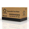 Litepak 2000pcs Disposable Face Masks Black 3-Ply Adult Mask Nose Wire Protection - Breathable Protective Face Covering