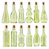 Small Mini Green Vintage Glass Bottles with Corks, Mini Vases, Decorative, Potion, Assorted Design Set of 12 pcs, 4.6 Inch Tall (11.43cm), 1.4 Inch Wide (3.56cm)