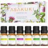 ASAKUKI Essential Oils Gift Set, 6 Pcs Diffuser Oils - Lavender, Eucalyptus, Lemongrass, Tea Tree, Sweet Orange, Peppermint Scented Oils for Home Diffuser Humidifier, 6*10ML