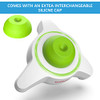 Mini Vortex Mixer with Extra Interchangeable Silicone Cap, 5600rpm, Four E's Scientific Lab Vortex Shaker with USB Interface for Charging, Touch Function, 6mm Orbital Diameter, Green