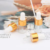 15Pcs Glass Essential Oil Dropper Bottles Clear Mini 1ml/2ml/3ml Perfume Dropping Bottle Cosmetic Sample Vials with Gold Cap and White Latex