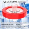 Syringe Filter 100 PCs PTFE Hydrophobic Membrane Filtration, 25mm Disc Diameter 0.22um Pore Size, HPLC and GC Needle Filter, High Throughput Lab Filtration Barreled Packed by Membrane Solutions