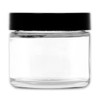50G Glass Clear Cream Jar with White Insert and Black Lid