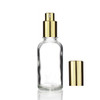 50 ml  Clear Euro Dropper Bottle with Shiny Gold Treatment Pump 18-DIN neck finish