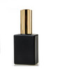 1 oz Black SQUARE Glass Bottle w/  Shiny Gold Sprayers 18-415 Tamper Evident Neck Finish