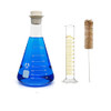 Glass Flask Erlenmeyer Flask Set Narrow Mouth 2000ml Glass 500ml Graduated Measuring Cylinder with Brush
