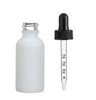 1 Oz Matt White Glass Bottle w/ Black Calibrated Glass Dropper