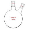 StonyLab 1000ml Glass 2 Neck Round Bottom Flask RBF, with 24/40 Center and Side Standard Taper Outer Joint - 1L (1 Liter)
