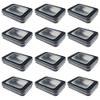 12 Pack Empty Rectangular Metal Storage Organizer Tins with Clear Window Hinged Lids for Candies, Gifts & Treasures (Black)