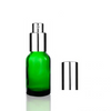 15ml Green Euro Dropper Bottle with Shiny Silver Treatment Pump 18-DIN neck finish
