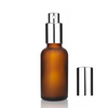 30ml Frosted Amber glass euro dropper bottle w/ Shiny Silver Sprayers  18-DIN neck finish