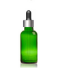 1 Oz Green Glass Bottle w/ Black Matt Silver Glass Dropper