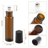 24 pcs, 10ml Amber Glass Roller Bottles with Stainless Steel Roller Ball for Essential Oil - Includes 24 Pieces Labels, Essential Oils Opener, 3 Droppers (24pc Amber Set)