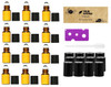 12pcs, Amber, 3 ml Glass Roll-on Bottles with Stainless Steel Roller Balls (12 piece Set)