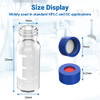 2mL Autosampler Vial 1000 Pack- HPLC Vial | 9-425 Clear Vial with Blue Screw Caps | Writing Patch | Graduation | White PTFE & Red Silicone Septa Fit for LC Sampler