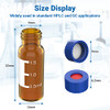 Autosampler Vial - 2ml HPLC Vial | 9-425 Amber Vial with Blue Screw Caps | Writing Patch | Graduation | White PTFE & Red Silicone Septa Fit for LC Sampler (100pcs)