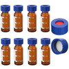 Autosampler Vial - 2ml HPLC Vial | 9-425 Amber Vial with Blue Screw Caps | Writing Patch | Graduation | White PTFE & Red Silicone Septa Fit for LC Sampler (200pcs)