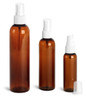 2 oz AMBER Plastic PET Cosmo Bullet Bottle w/ White Fine Mist Sprayer