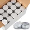 64 Pieces Screw Top Round Tin Cans Aluminum Tin Jar with Screw Lid, Lip Balm Tin Containers Bottle Empty Travel Cosmetic Sample Tin Cans Container for DIY (Silver, 1 oz)