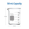 PYREX Griffin Borosilicate Glass Beaker- Low Form Graduated Measuring Beaker with Spout?? Premium Scientific Glassware for Laboratories, Classrooms or Home Use - PYREX Chemistry Glassware, 50 mL, 12/Pk
