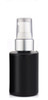 1 Oz Black  Cylinder Glass Bottle with 20-400 neck finish with White Silver  Treatment Pump
