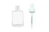 1 oz CLEAR SQUARE Glass Bottle w/ White Calibrated Dropper