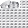 64 Pieces Screw Top Round Tin Cans Aluminum Tin Jar with Screw Lid, Lip Balm Tin Containers Bottle Empty Travel Cosmetic Sample Tin Cans Container for DIY(Silver,2 oz)