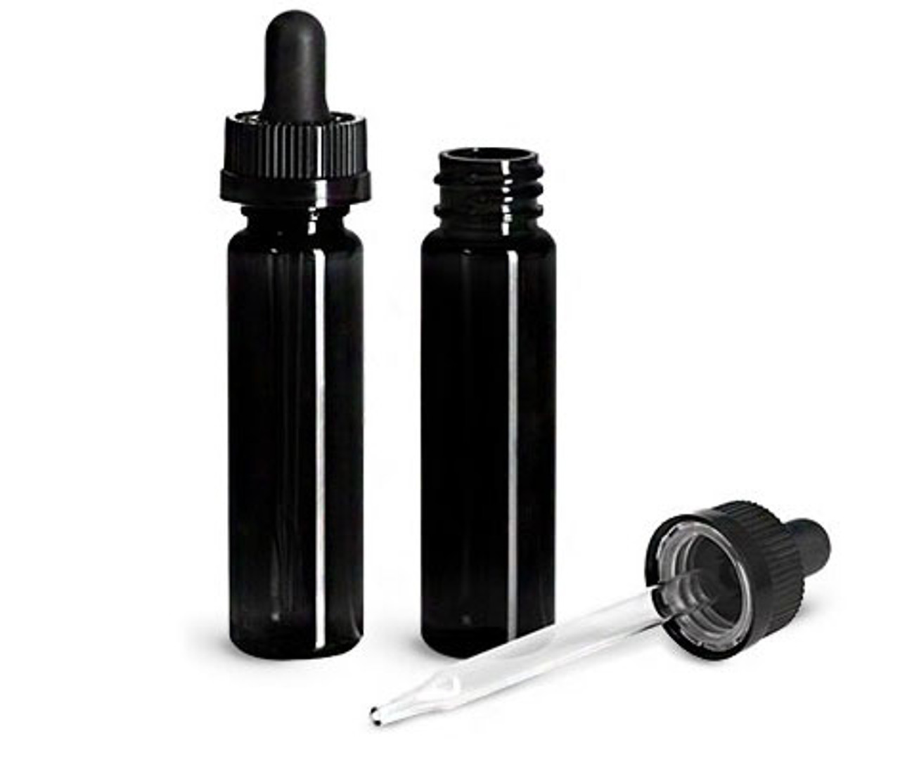 30ml Clear PET Plastic Dropper Bottles with Child Safety Cap Bag of 50