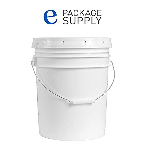 5 Gallon White Plastic Bucket Only Durable 90 Mil All Purpose Pail