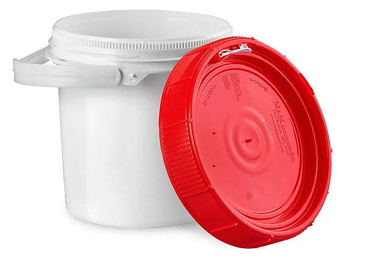 2.5 Gallon White BPA Free Durable Food Grade Bucket With Red Screw Lid