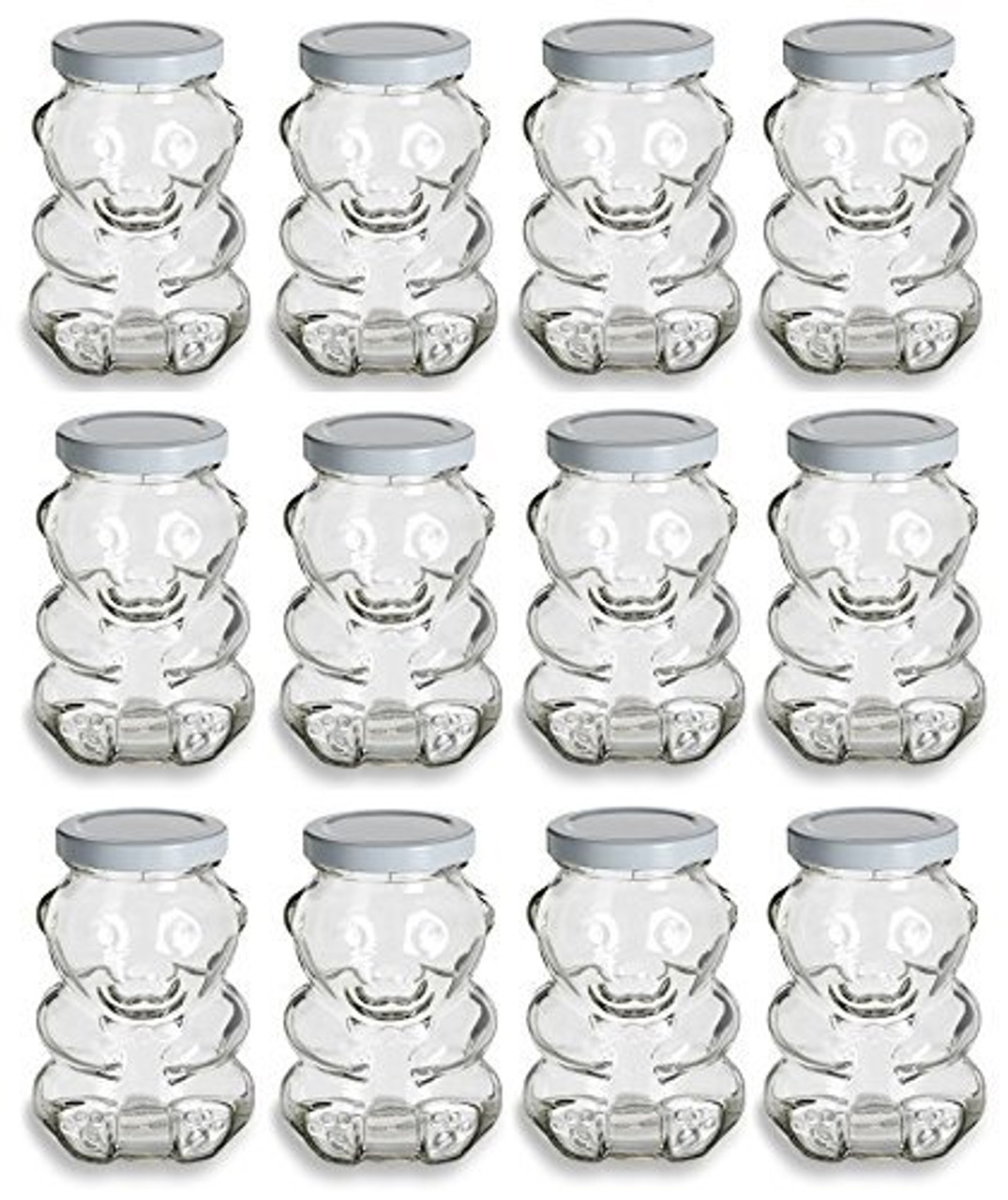 9 oz Glass Bear Jar with Plastisol Lined Lids