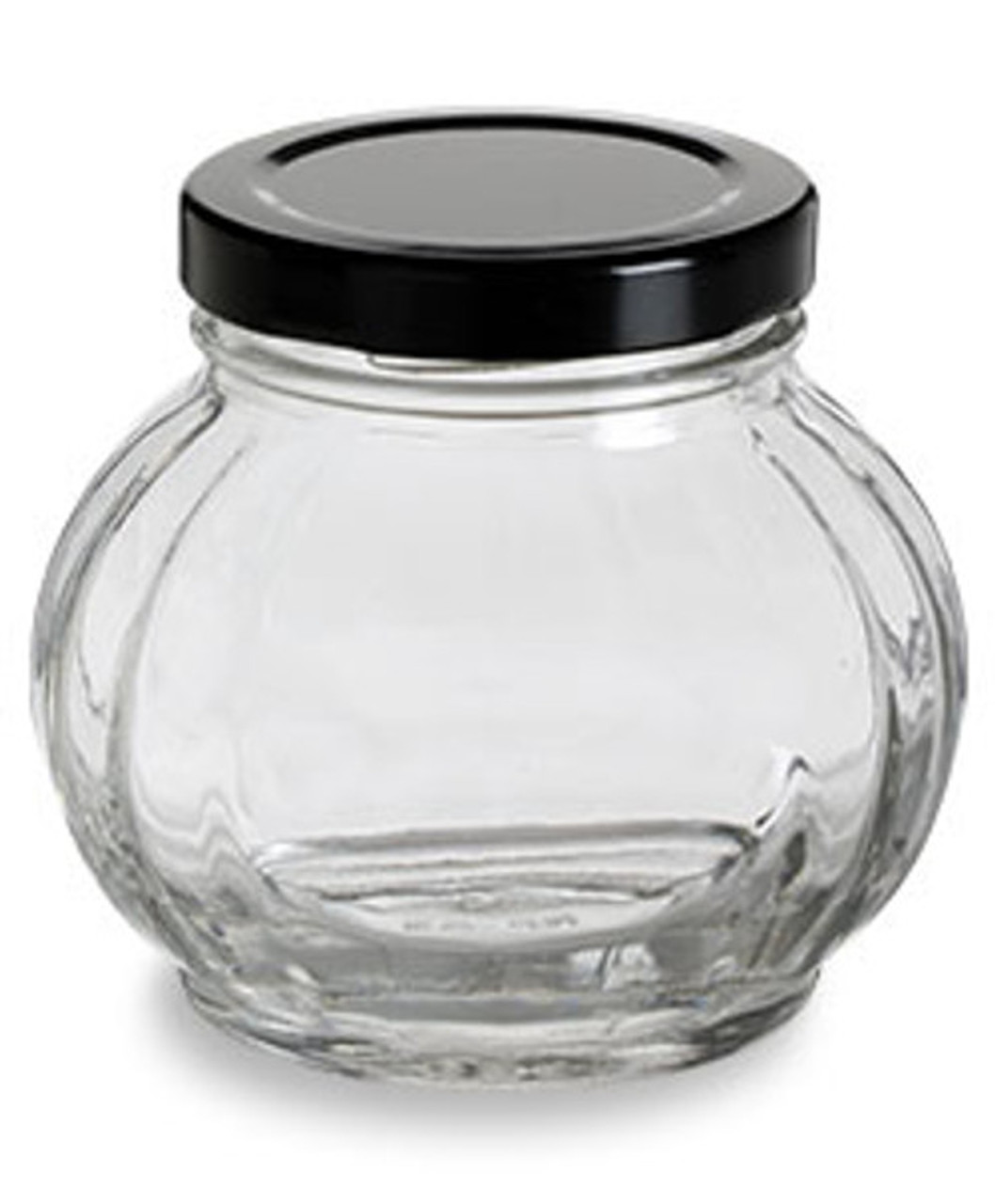 4 oz Round Faceted Glass Jar with Lid