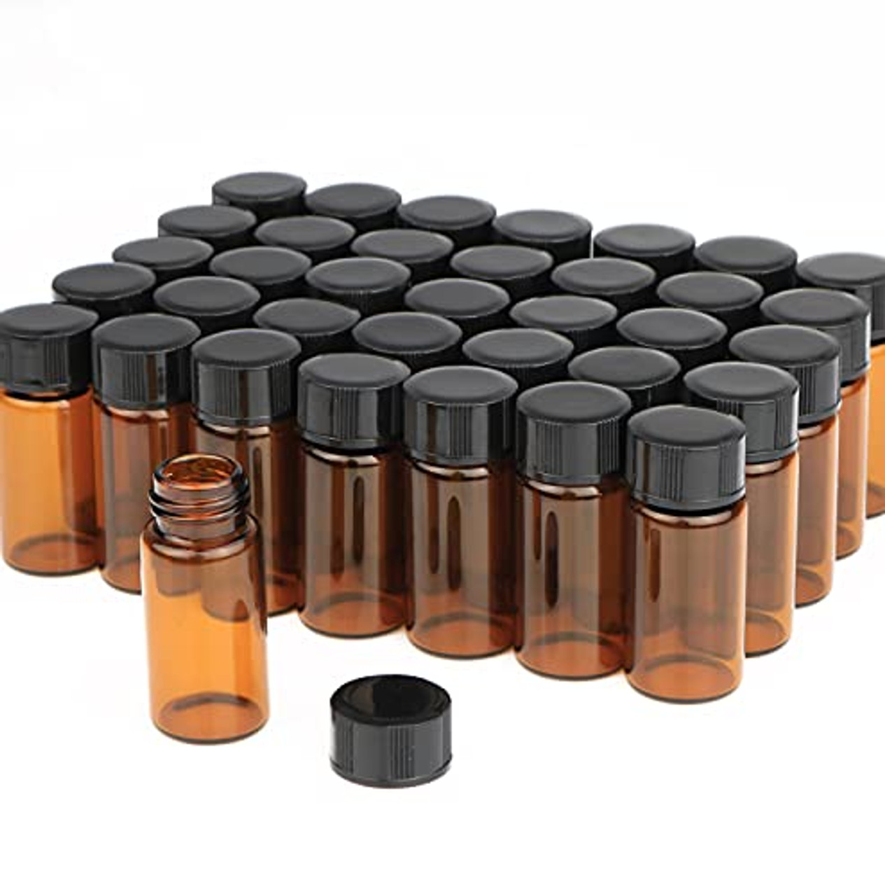 50 Pack 5ml 1 6 oz Amber Glass Essential Oil Bottle with Screw