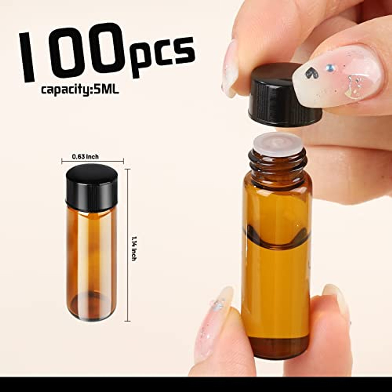 Teenitor 100pcs Essential Oil Bottles 5ml Essential Oil Bottles